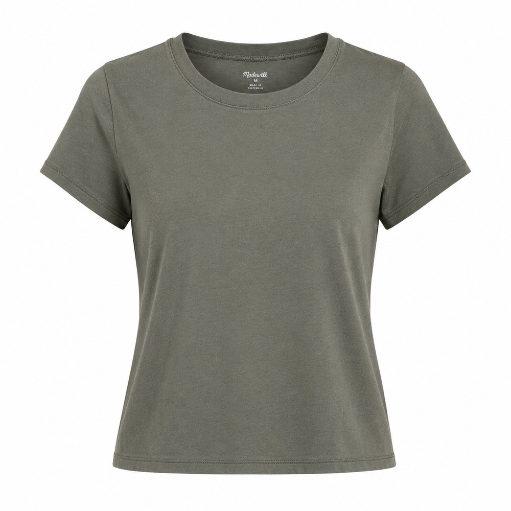 Madewell Womens Tee Cotton Olive Green Minimalist Essential Basic Casual Top